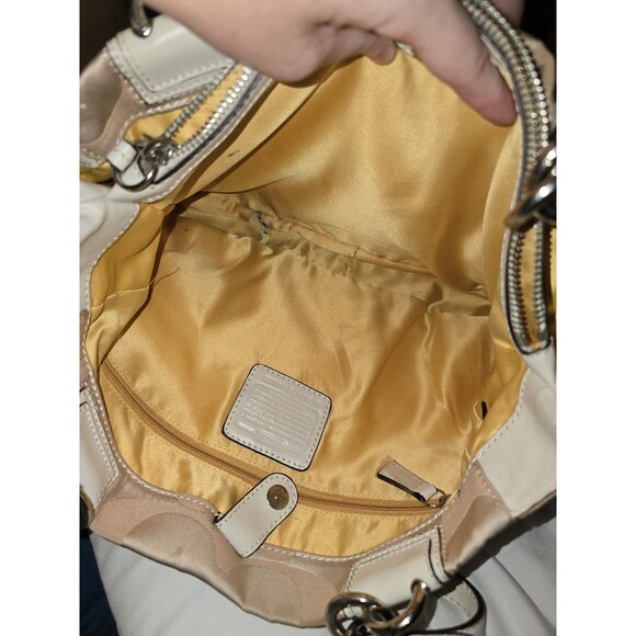 COACH Peyton Signature Satchel #14528 Khaki Jacquard Leather Trim Large Carryall - Picture 15 of 16